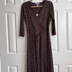 NWT Women’s size M Brown polka dot Jersey knit wrap dress Nine & Co